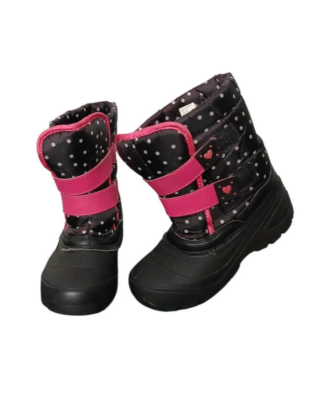 Girls Waterproof Winter Snow Boots - Black with Pink Accents